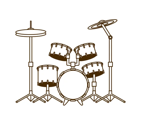 Kit de bateria instrumento musical sobre fundo branco — Vetor de Stock