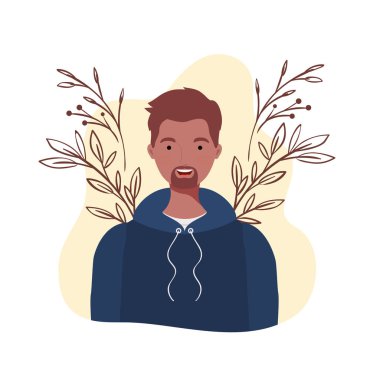 peyzaj arka plan ile genç adam