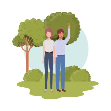 peyzaj arka plan ile ayakta insanların çift