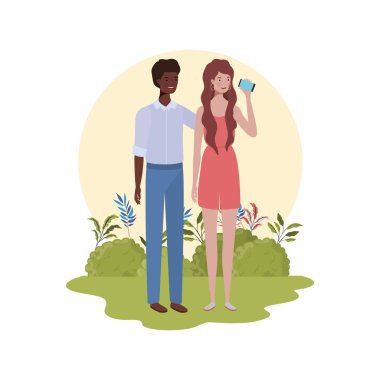 peyzaj arka plan ile ayakta insanların çift