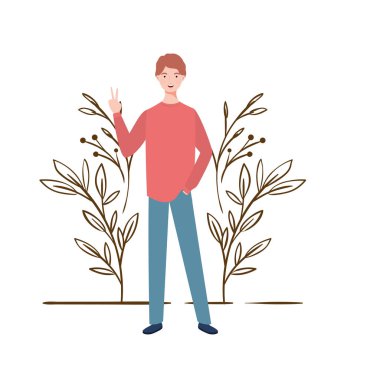 peyzaj arka plan ile duran genç adam