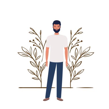 peyzaj arka plan ile duran genç adam