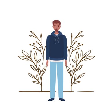 peyzaj arka plan ile duran genç adam