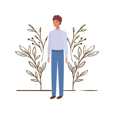 peyzaj arka plan ile duran genç adam