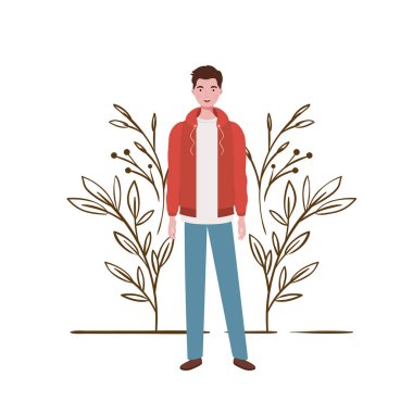 peyzaj arka plan ile duran genç adam