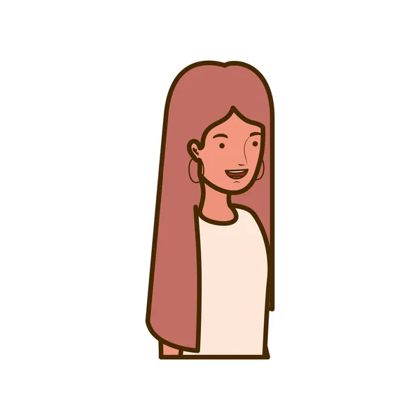 Mujer joven sonriendo en fondo blanco — Vector de stock