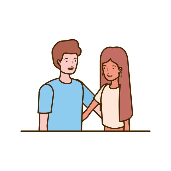 Paar mensen glimlachen en knuffelen elkaar — Stockvector