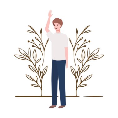 peyzaj arka plan ile duran genç adam