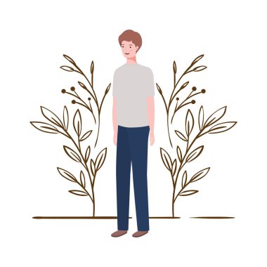 peyzaj arka plan ile duran genç adam