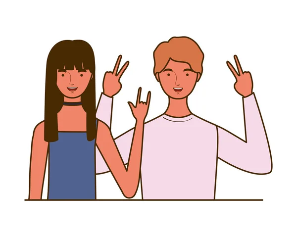 Couple of people smiling on white background — Stock Vector