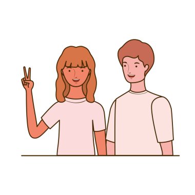 beyaz arka plan üzerinde gülümseyen insanlar çift