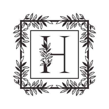 vintage tarzı çerçeve ile alfabenin H harfi