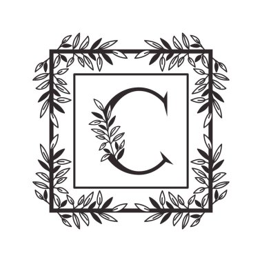vintage tarzı çerçeve ile alfabenin C harfi