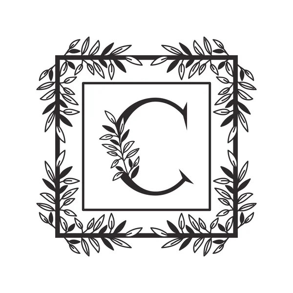 Litera C alfabetu z ramką w stylu Vintage — Wektor stockowy