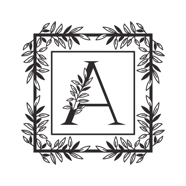 Letra A do alfabeto com moldura de estilo vintage — Vetor de Stock