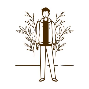 peyzaj arka plan ile ayakta adam silueti