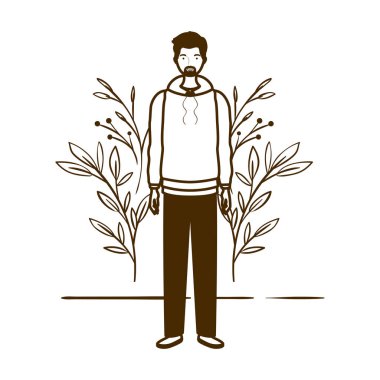 peyzaj arka plan ile ayakta adam silueti