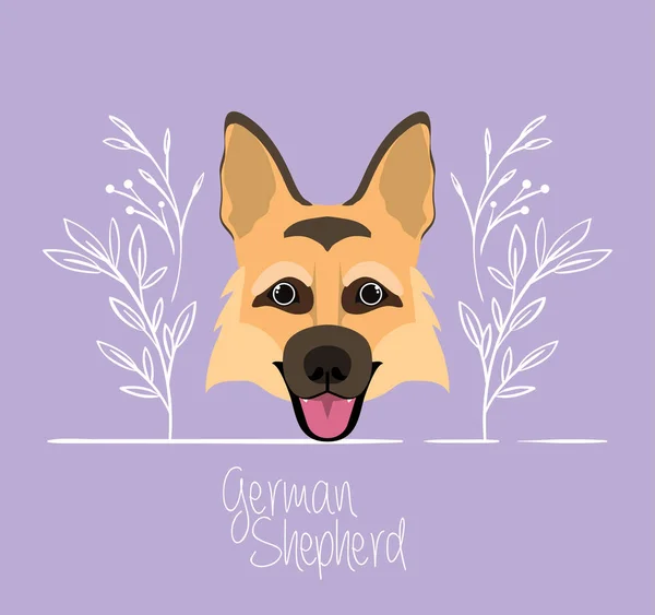 cute german shepherd dog pet head character
