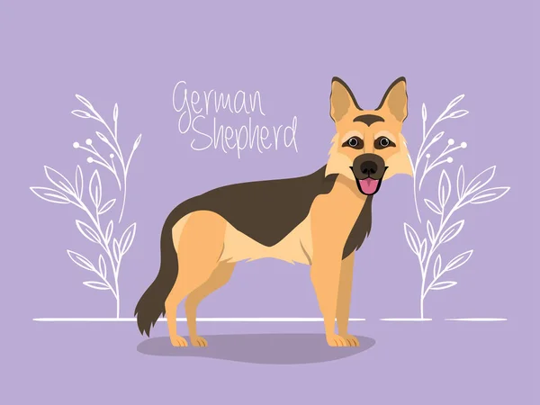 Niedliche deutsche Schäferhund Haustier Charakter — Stockvektor