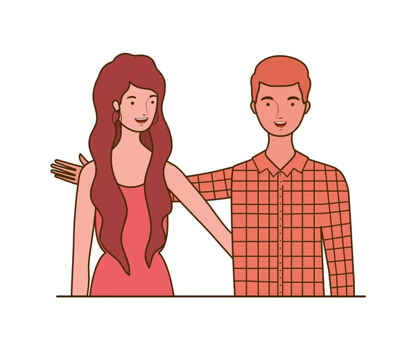 Pareja de personas sonriendo sobre fondo blanco — Vector de stock