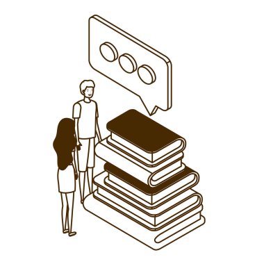 akıllı telefon ekranı ve beyaz arka plan üzerinde yığın kitap ile adam