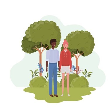 peyzaj arka plan ile ayakta insanların çift