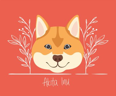 sevimli akita inu köpek hayvan kafa karakteri