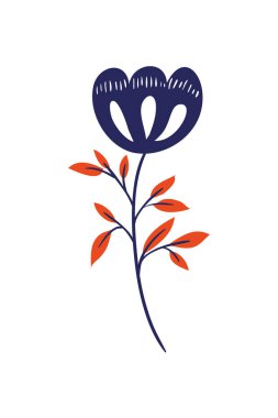 yapraklar izole simgesi ile renkli çiçek