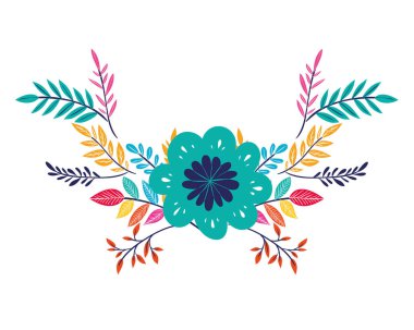 Çiçek çelenk ve izole simgesi yapraklar