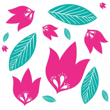 desen çiçeklerle yapraklar izole simgesi