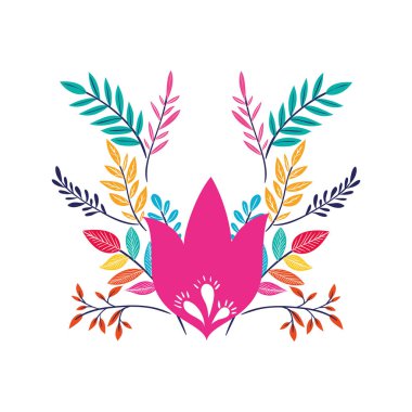 Çiçek çelenk ve izole simgesi yapraklar