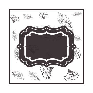 çerçeve ile çiçekler ve yapraklar izole simgesi