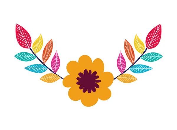 Garland, virágok és levelek elszigetelt ikon — Stock Vector