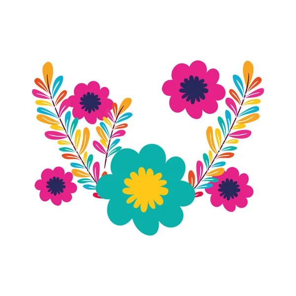 花と花輪し、分離アイコンの葉 — ストックベクタ
