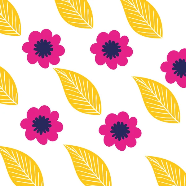 Patroon bloemen met blaadjes geïsoleerde pictogram — Stockvector