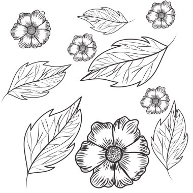desen çiçeklerle yapraklar izole simgesi