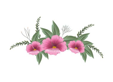 güzel çiçeklerle yapraklar izole simgesi