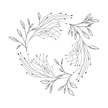 Çiçek çelenk ve izole simgesi yapraklar