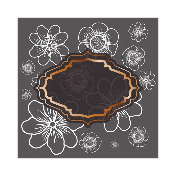 Frame met bloemen geïsoleerde pictogram — Stockvector