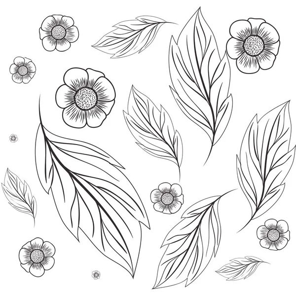 Mönster blommor med leafs isolerade ikonen — Stock vektor