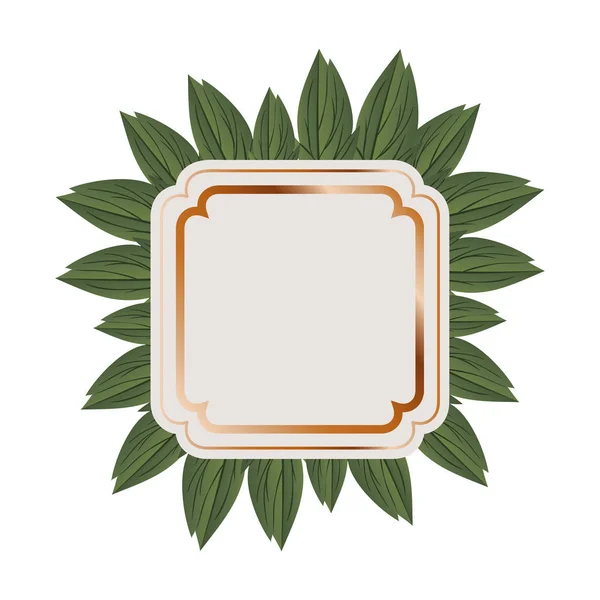Cornice con ramo e foglia isolata icona — Vettoriale Stock