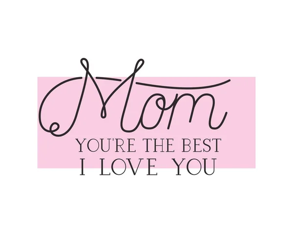 Mom i love you label isolated icon — стоковый вектор