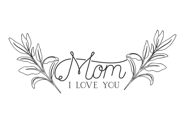 Mom i love you label isolated icon — стоковый вектор