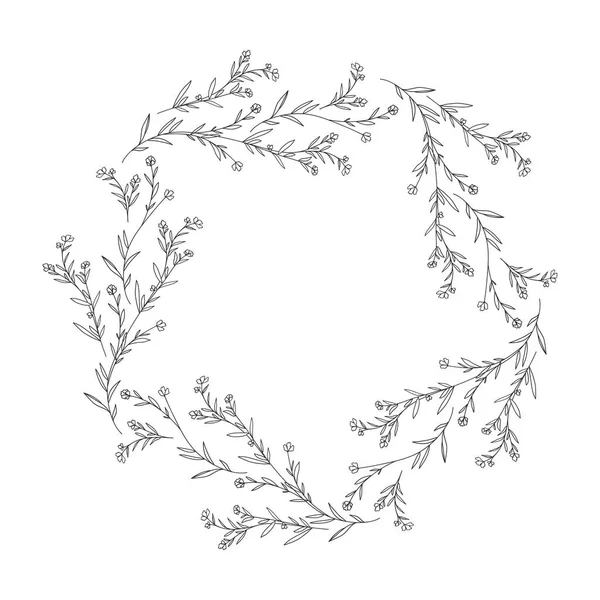 Guirnalda con flores y hojas icono aislado — Archivo Imágenes Vectoriales