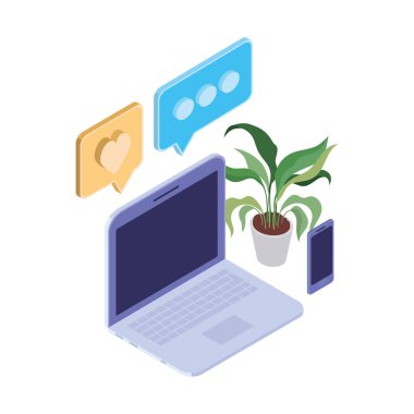 beyaz arka planda e-posta bildirimleri ile dizüstü bilgisayar