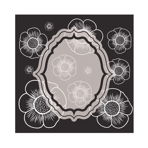 Frame met bloemen geïsoleerde pictogram — Stockvector