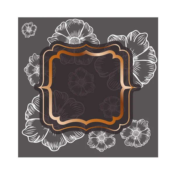 框架与花隔离图标 — 图库矢量图片