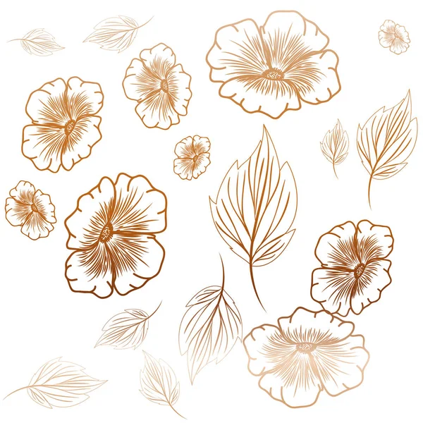 Шаблон цветы с листочками изолированный значок — стоковый вектор