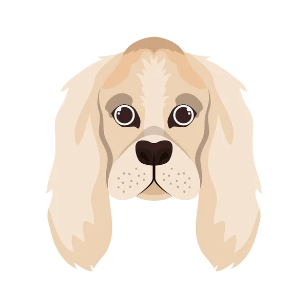 Cabeza de lindo cocker spaniel ingles perro en blanco — Vector de stock