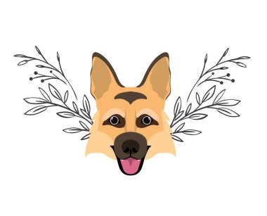 beyaz arka plan üzerinde sevimli papaz aleman köpek başkanı